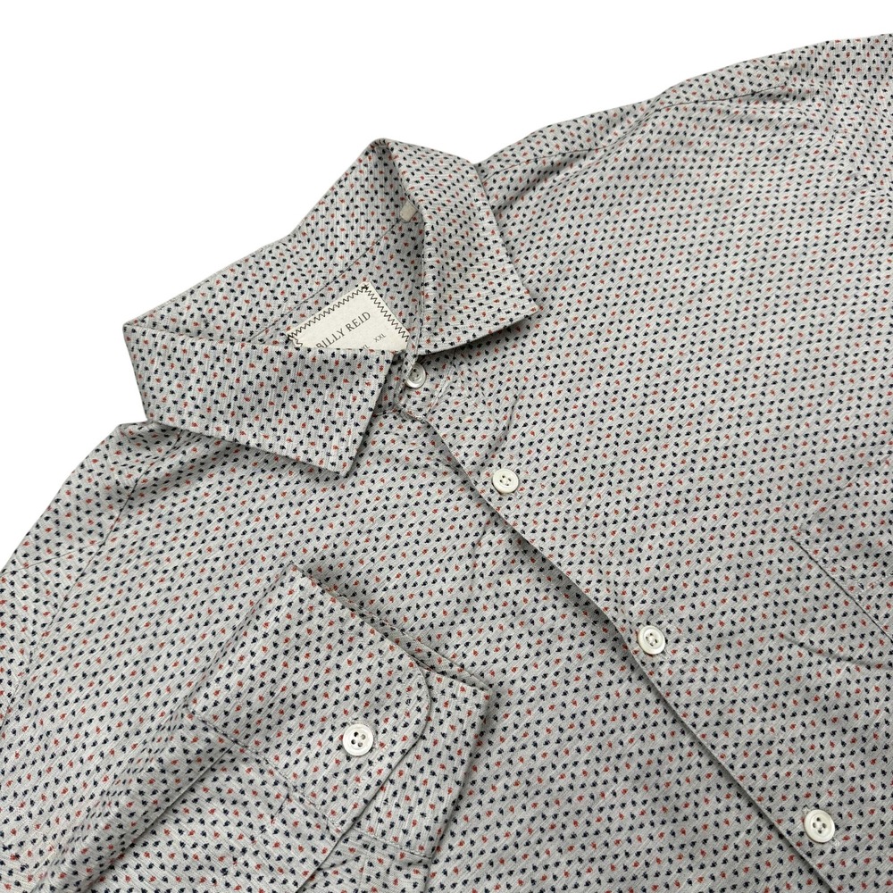 Billy Reid Button Down Mens L White Geometric Standard Cut Made In Italy